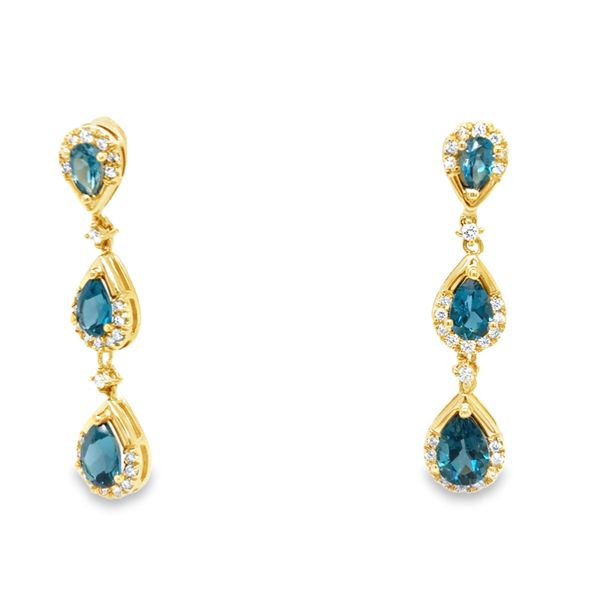 Blue Topaz and Diamond Earrings Falls Jewelers Concord, NC