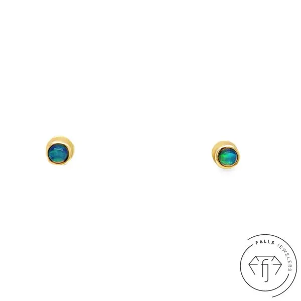 14KY 4mm Opal Round Bezel Set Earrings
