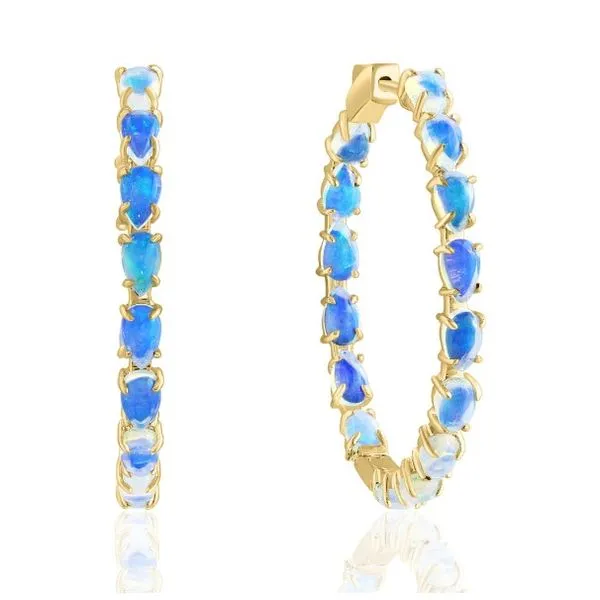 14KY 7.28CTW Opal Hoop Earrings