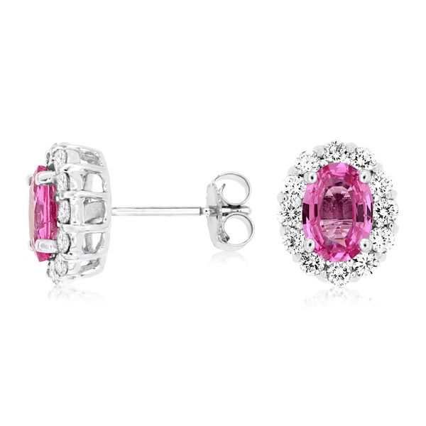 Pink Sapphire and Diamond Earrings Falls Jewelers Concord, NC