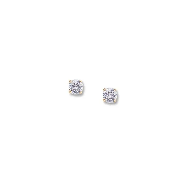 14K Yellow Gold White Topaz Stud Earrings Falls Jewelers Concord, NC