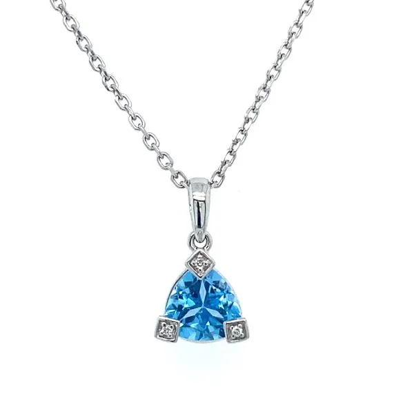 14K White Gold Garnet and Diamond Pendant