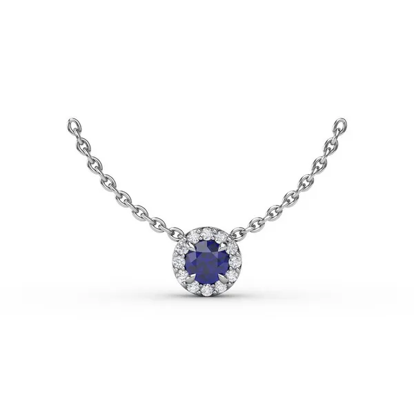 Classic Sapphire and Diamond Pendant Necklace Falls Jewelers Concord, NC