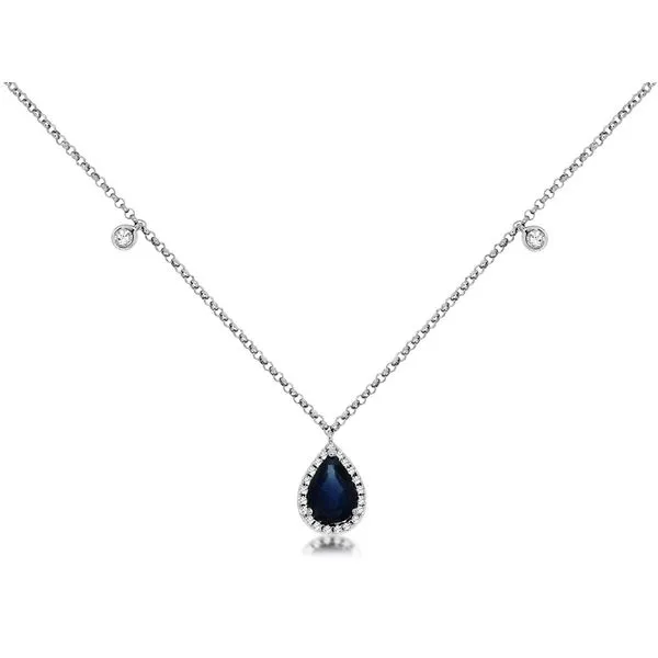14K White Gold Sapphire and Diamond Necklace Falls Jewelers Concord, NC