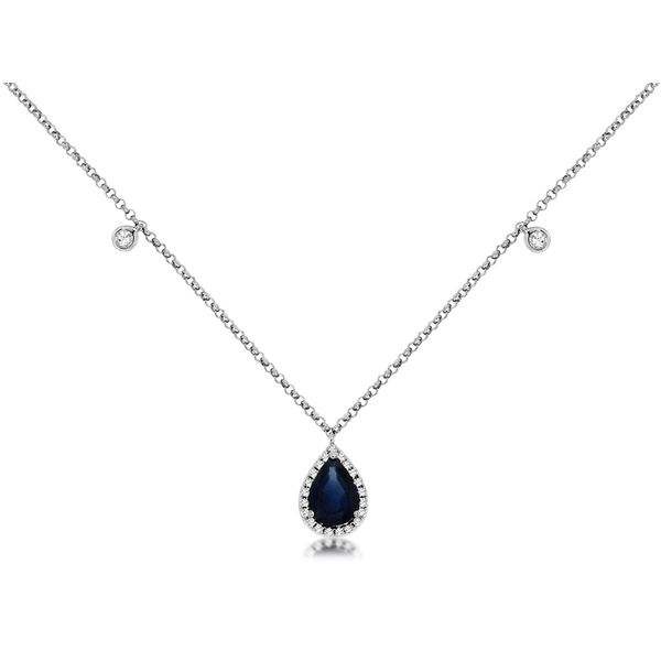 14K White Gold Sapphire and Diamond Necklace Falls Jewelers Concord, NC
