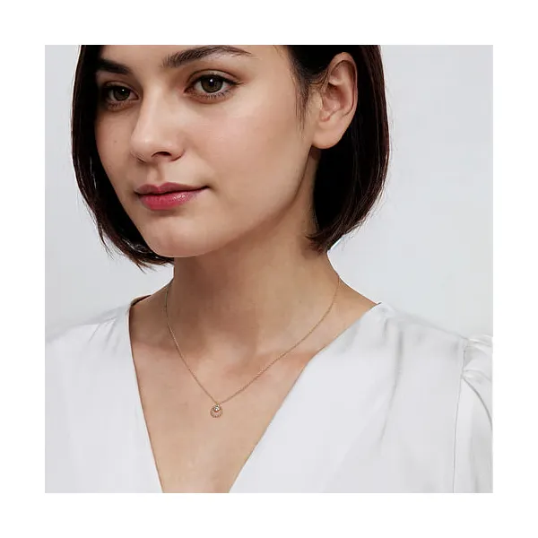 14K Yellow Gold Bujukan and White Sapphire Pendant Necklace