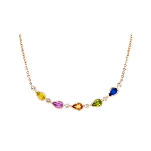 14KY 1.45CTW Multi-colored Sapphire Necklace