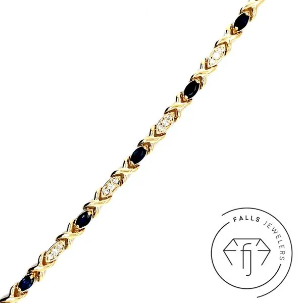 14K Yellow Gold Sapphire and Diamond Bracelet Image 2 Falls Jewelers Concord, NC