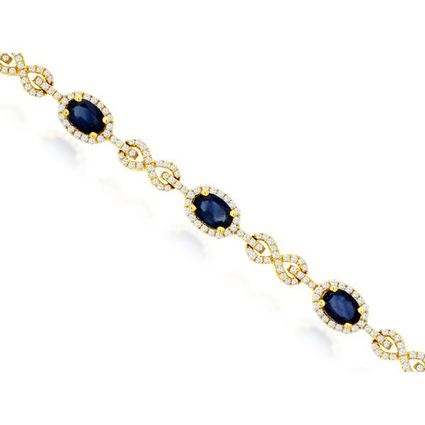 14K Yellow Gold Sapphire and Diamond Bracelet Falls Jewelers Concord, NC