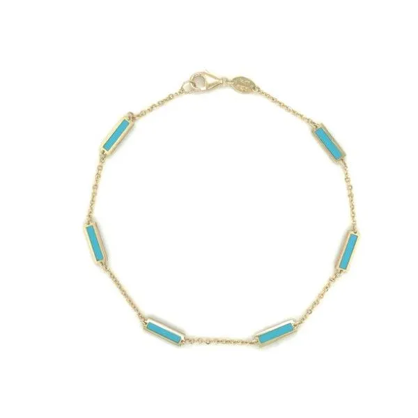 14KY Turquoise Station Bracelet Falls Jewelers Concord, NC