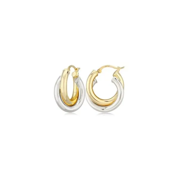 14K Two Tone Twist Hoops