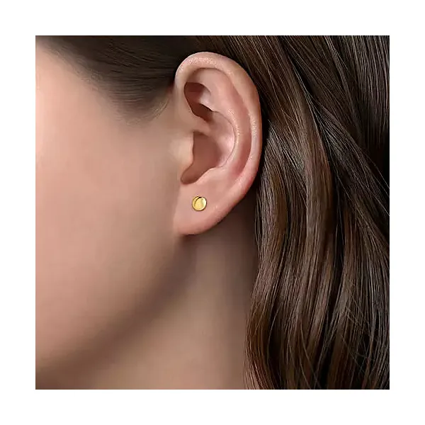 14K Yellow Gold Round Stud Earrings