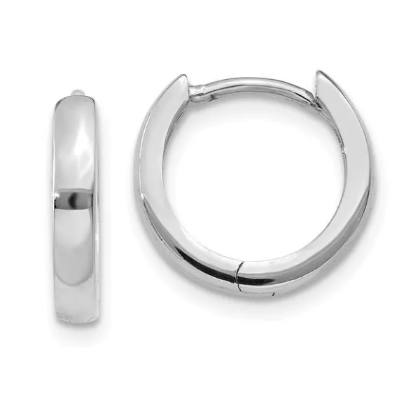 14K White Gold Round Hinged Huggie Hoop Earrings similar item image