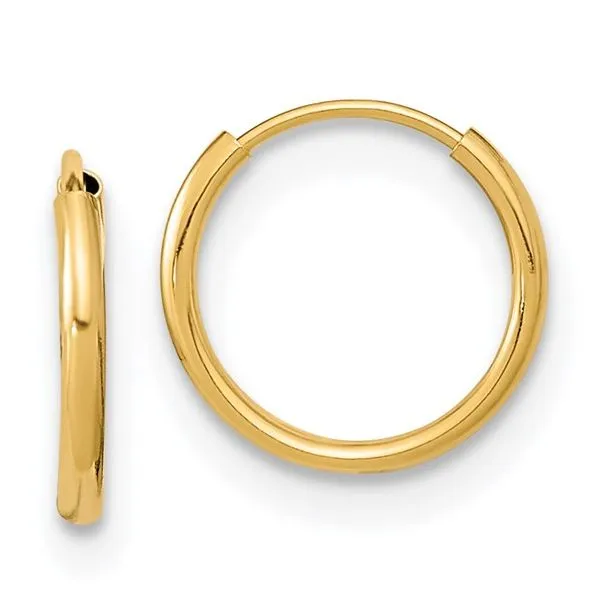 14K Yellow Gold Endless Hoop Earrings Falls Jewelers Concord, NC