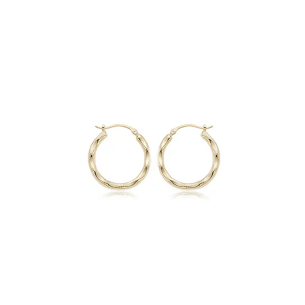 Lady's Yellow 14 Karat Medium Hoop Earrings Falls Jewelers Concord, NC