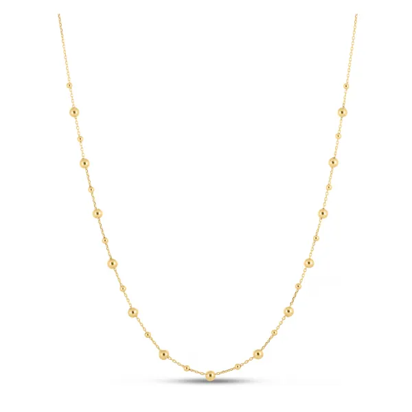 14K Gold Bead Station Necklace