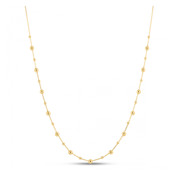 14K Gold Bead Station Necklace Falls Jewelers Concord, NC