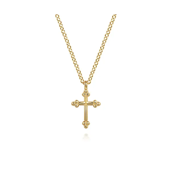 14K Yellow Plain Gold Bujukan 12mm Cross Necklace similar item image