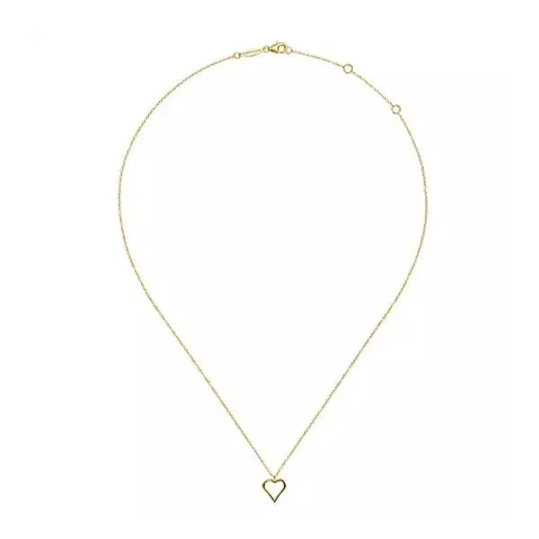 14K Yellow Gold Open Heart Pendant Necklace Image 2 Falls Jewelers Concord, NC