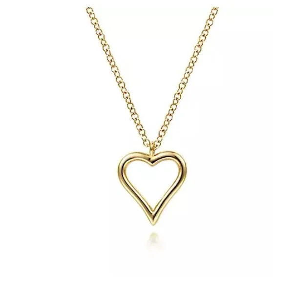 14K Yellow Gold Open Heart Pendant Necklace Falls Jewelers Concord, NC