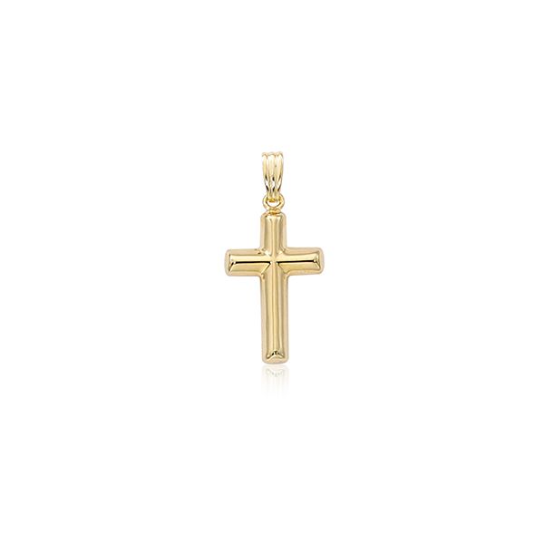 14K Yellow Gold Plain Knife Edge Cross Pendant Falls Jewelers Concord, NC