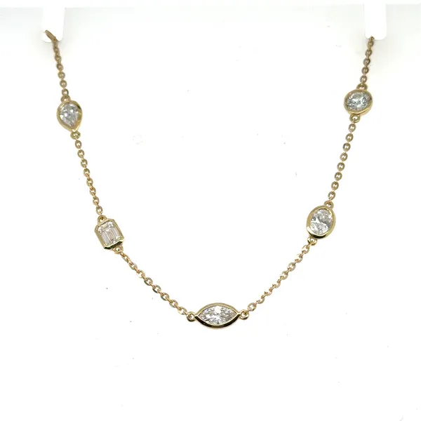 14K Yellow Gold Fancy Cut Diamond Station Necklace