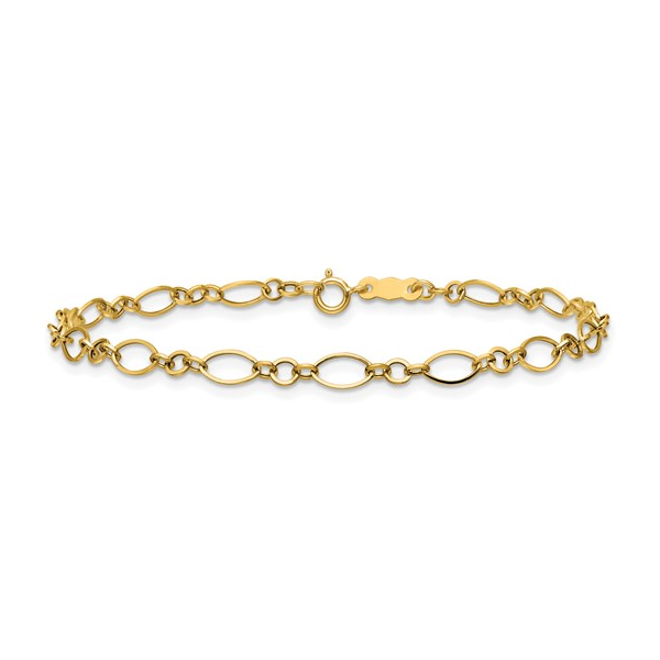 14K Polished 3MM Fancy Oval and Round Link Bracelet Falls Jewelers Concord, NC