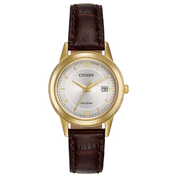 Lady's Classic Brown Leather Citizen Eco-Drive Falls Jewelers Concord, NC