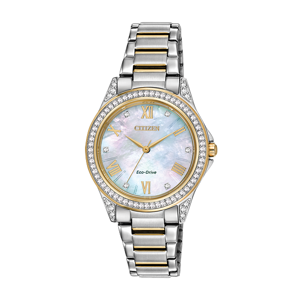 Women's Pink Two-Tone Mother-of-Pearl and Crystal Citizen Eco-Drive Falls Jewelers Concord, NC