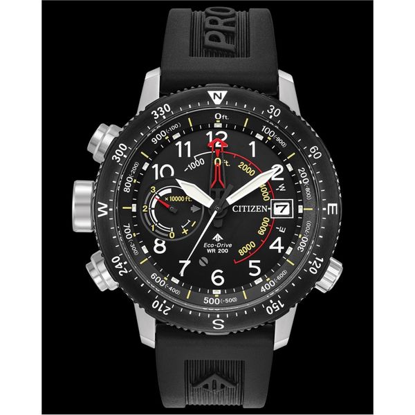 Men's Black Rubber Red Accented CITIZEN Eco-Drive Falls Jewelers Concord, NC