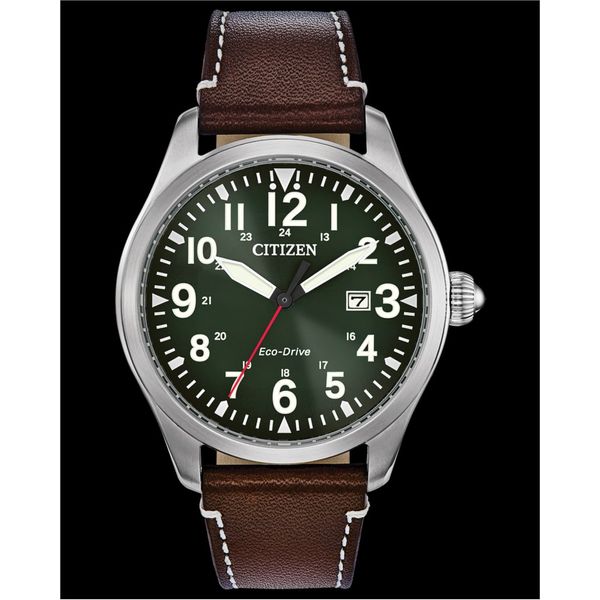 Men's Brown Strap and Green Dial Citizen Eco-Drive Falls Jewelers Concord, NC
