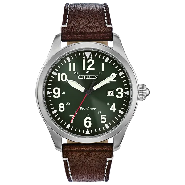 Men's Brown Strap and Green Dial Citizen Eco-Drive Falls Jewelers Concord, NC