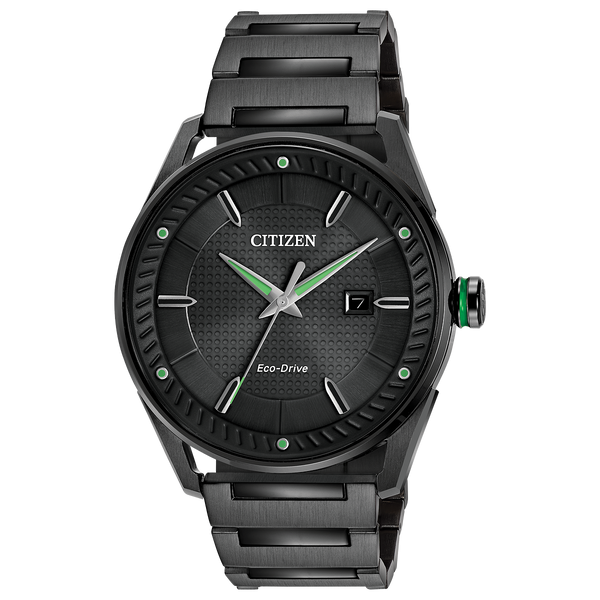 Men's Black and Green Accented Citizen Eco-Drive Falls Jewelers Concord, NC