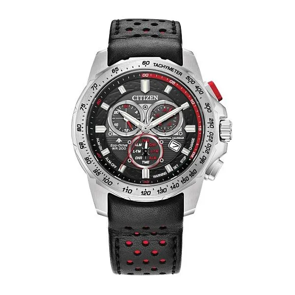 Men's Black and Red Chronograph Citizen Eco-Drive Falls Jewelers Concord, NC