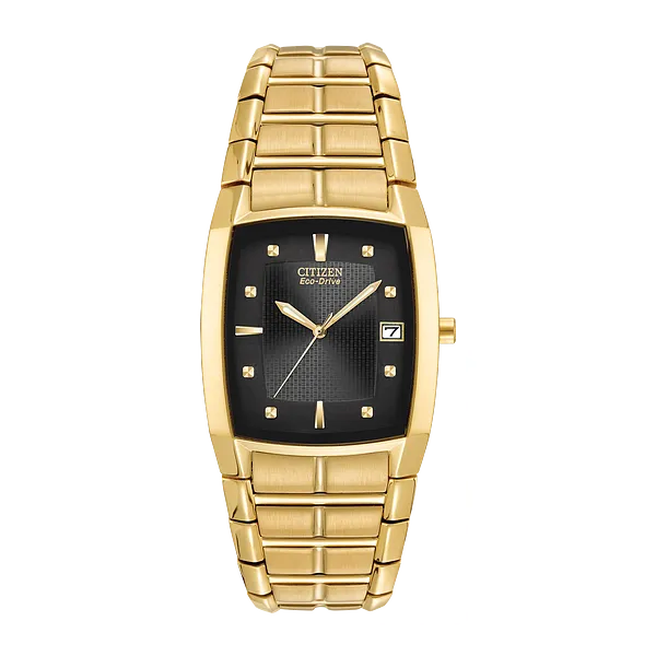 Gold citizen watch black face hotsell