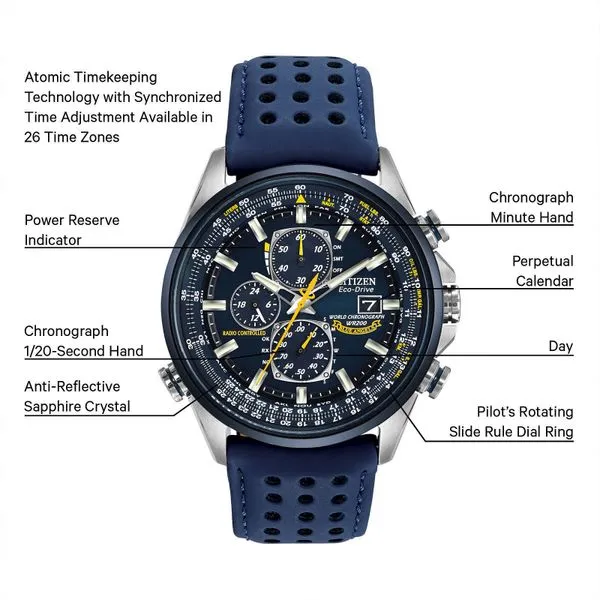 Mens Citizen Eco-Drive Blue Strap and Dial Watch