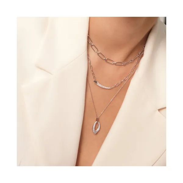 Sterling Silver Pavé Arrow Pendant Necklace Image 2 Falls Jewelers Concord, NC