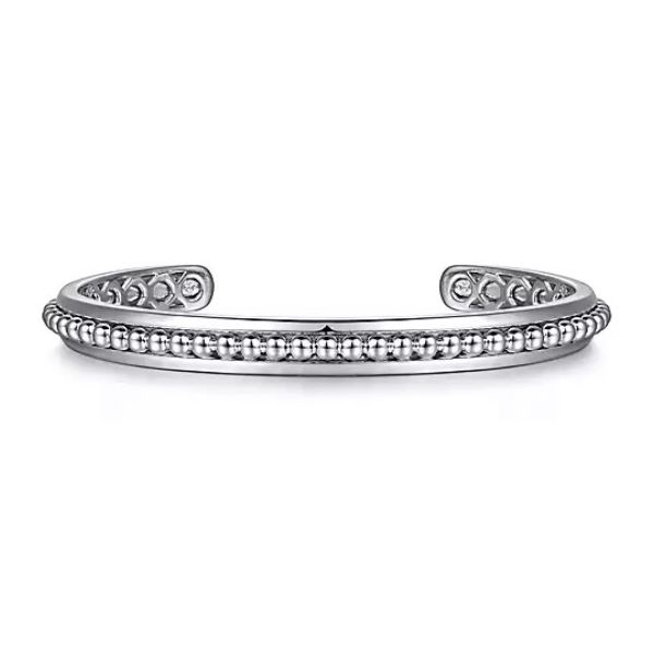 925 Sterling Silver Open Cuff Bracelet with Beaded Inlay Falls Jewelers Concord, NC