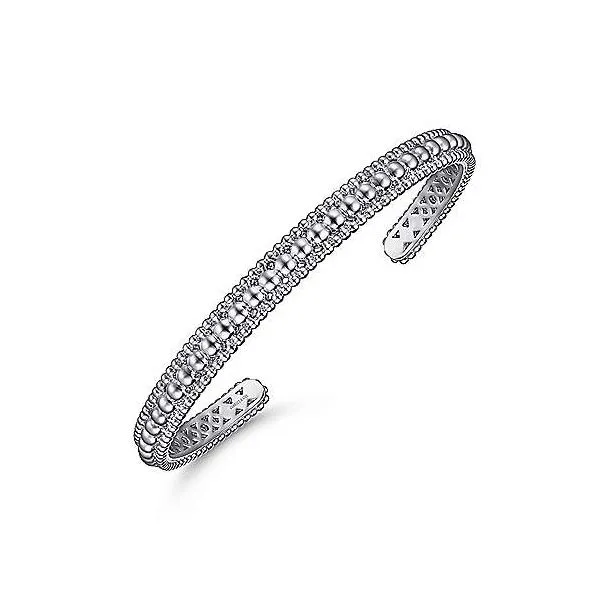 Sterling Silver Beaded Open Bangle Bracelet Image 2 Falls Jewelers Concord, NC
