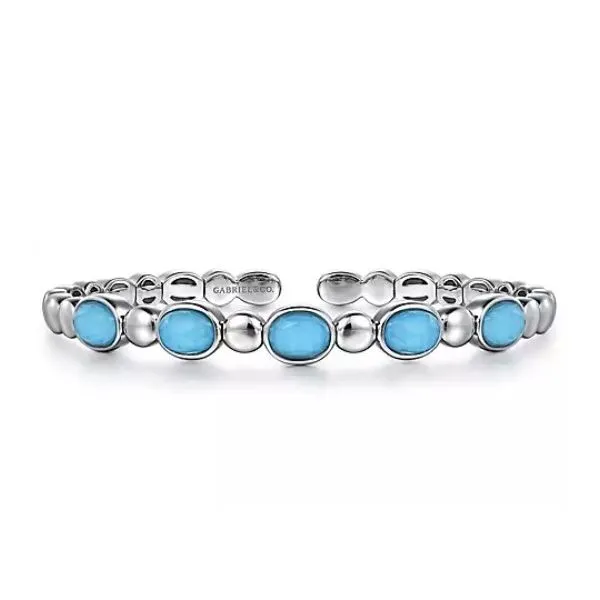 925 Sterling Sliver Rock crystal& Turquoise Bangle similar item image