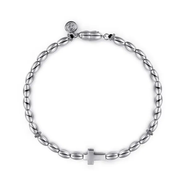 925 Sterling Silver Beaded Cross Bracelet similar item image