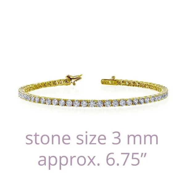 Sterling Silver Gold Plated Simulated Diamond Tennis Bracelet Falls Jewelers Concord, NC