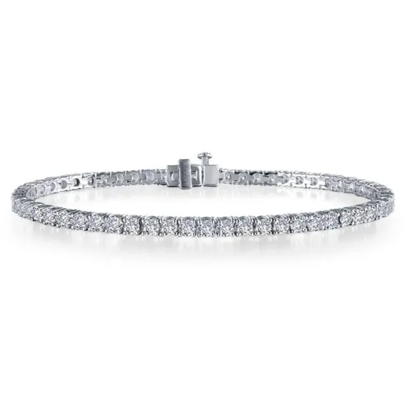 Sterling Silver Simulated Diamond Tennis Bracelet. length 6.75 Falls Jewelers Concord, NC