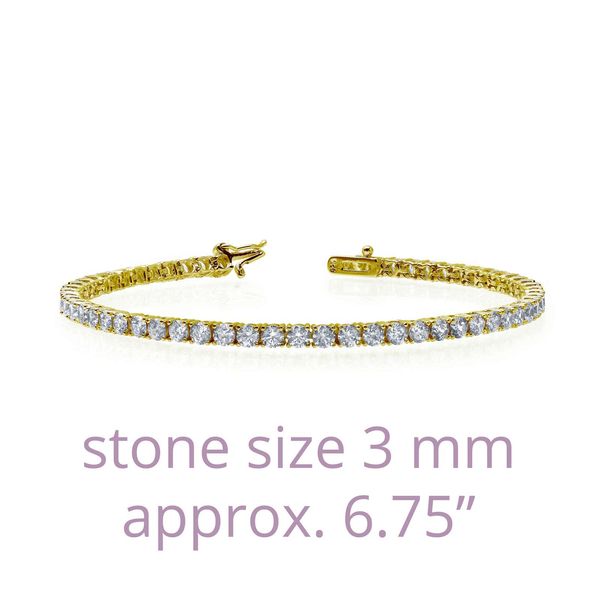 Sterling Silver Gold Plated Simulated Diamond Tennis Bracelet Falls Jewelers Concord, NC