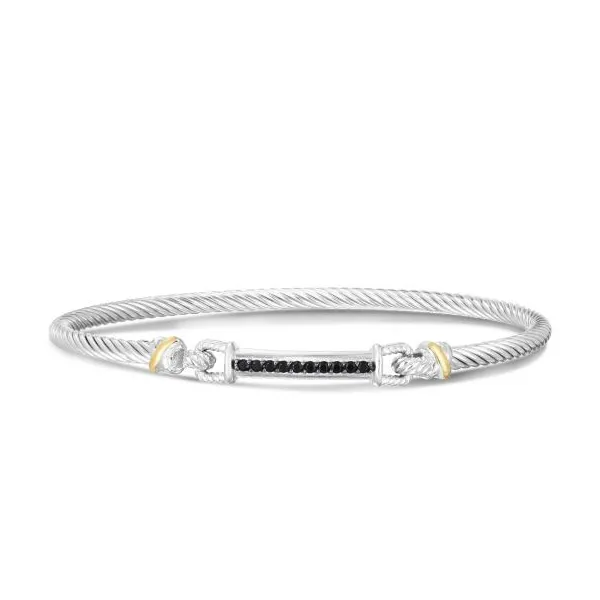 Silver & 18K Black Spinel Bar Bangle