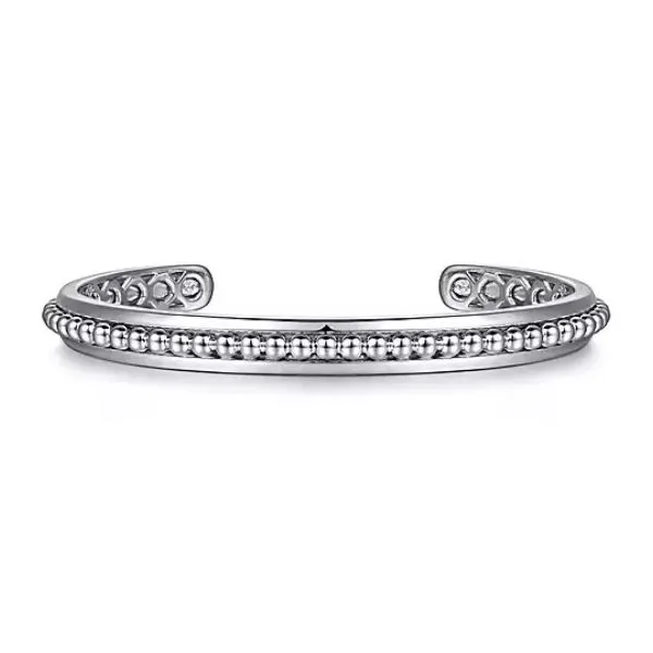925 Sterling Silver Open Cuff Bracelet with Beaded Inlay Falls Jewelers Concord, NC