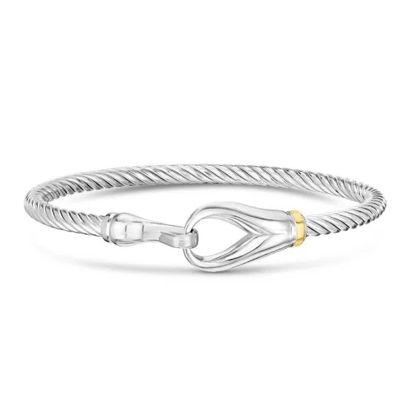 Silver & 18K Nautical Hook Bangle