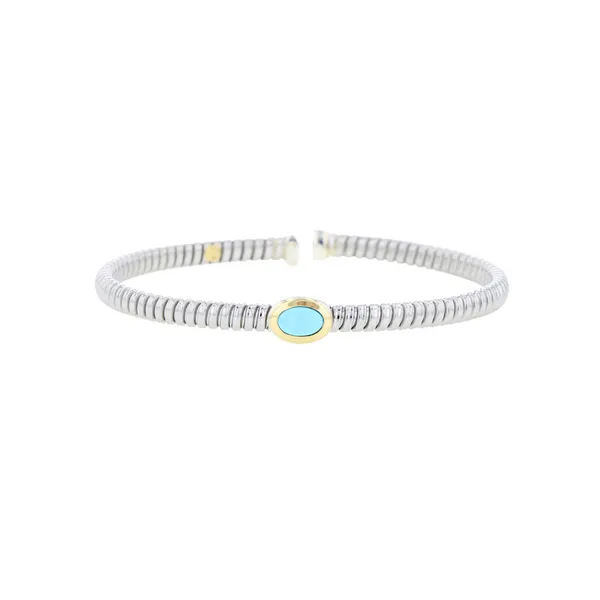 Stainless Steel Flex Bracelet with 18KY and Turquoise
