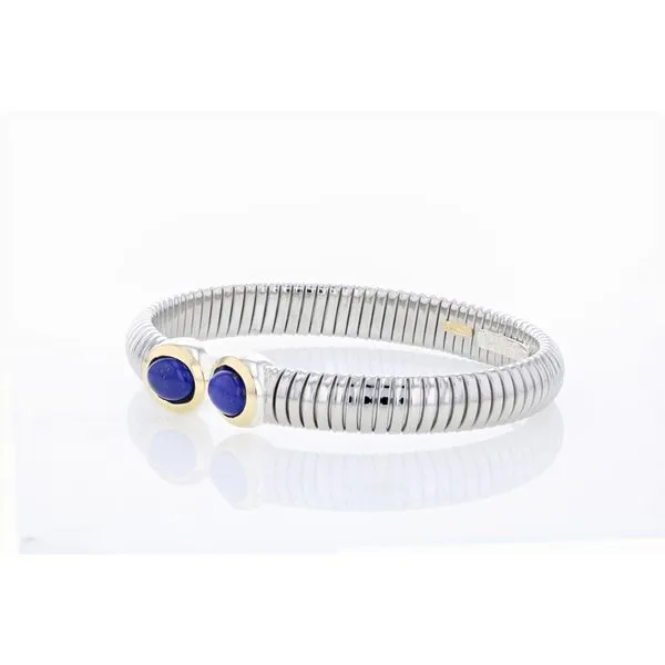 Stainless Steel/18KY Bracelet with Blue Lapis
