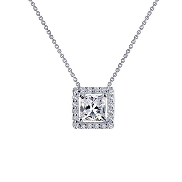 Princess-Cut Halo Necklace Falls Jewelers Concord, NC